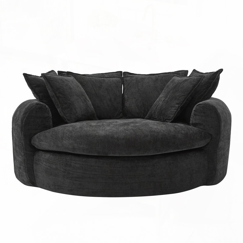 Fauteuil d'appoint rembourré en tissu chenille, Noir