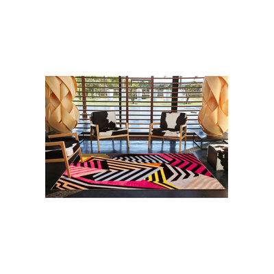Multicolored Stripe Geometric Pattern Creative Modern Decorative Carpet