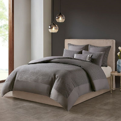 Ensemble d'édredon en coton 3 pièces gris