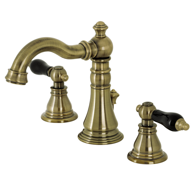 Kingston Brass Duchess Two-Handle 3-Hole Deck Mount Widespread Bathroom Faucet with Pop-Up Drain, Antique Brass