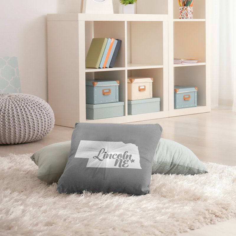 Coussin de plancher touffeté, 30 po x 30 po, Gris, Lincoln
