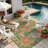 Washable American Countryside Floral 8X10 Green Outdoor Rug, Non Slip Quick-Dry Mesh Rug for Patio Deck Backyard-501256125-501633765