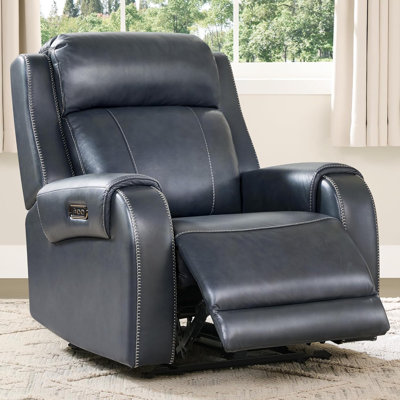 Power Recliner Chair For Adults With Adjustable Headrest, USB/Type-C Ports & zero clearance recliner  Design - Genuine Leather Electric Recliner For Small Spaces & Living Rooms