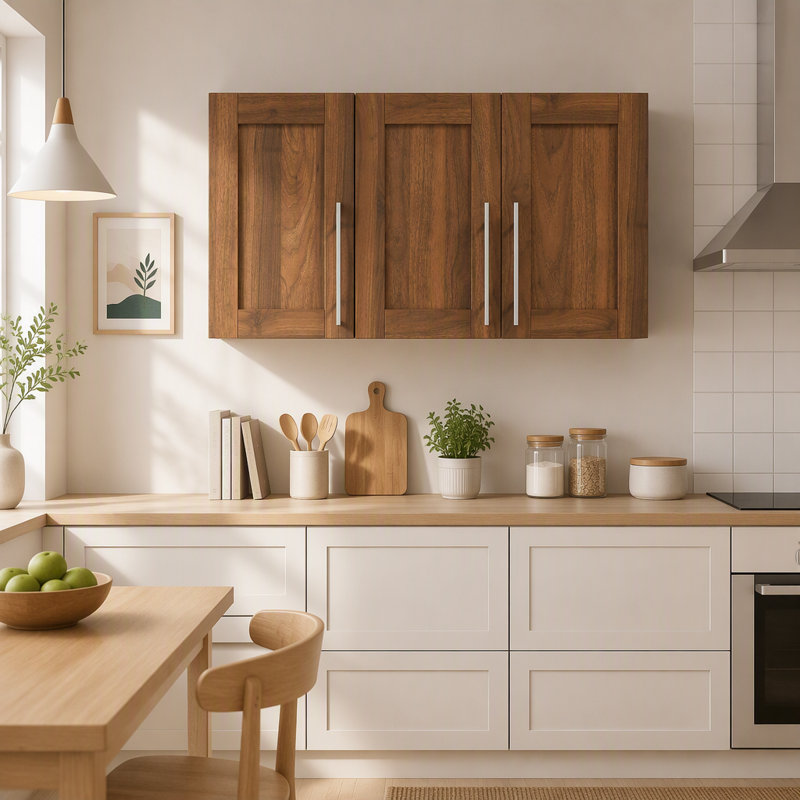 Armoire de rangement murale empilable en noyer, 40 cm P x 90 cm L x 50 cm H