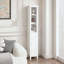 Armoire de rangement pour salle de bain avec tablettes réglables, armoire autoportante mince à 1 porte avec anti-basculement, compartiments ouverts, pour la maison, petits espaces, salle de bain, cuisine, salon