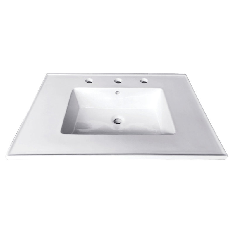 Kingston Brass Continental 25-Inch Ceramic Vanity Sink Top, 8" Centers