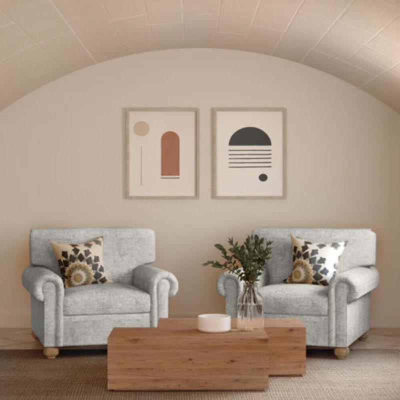 Leroy Armchair, 36" H x 41" W x 43" D, Crushed Velvet Alabaster, Weathered