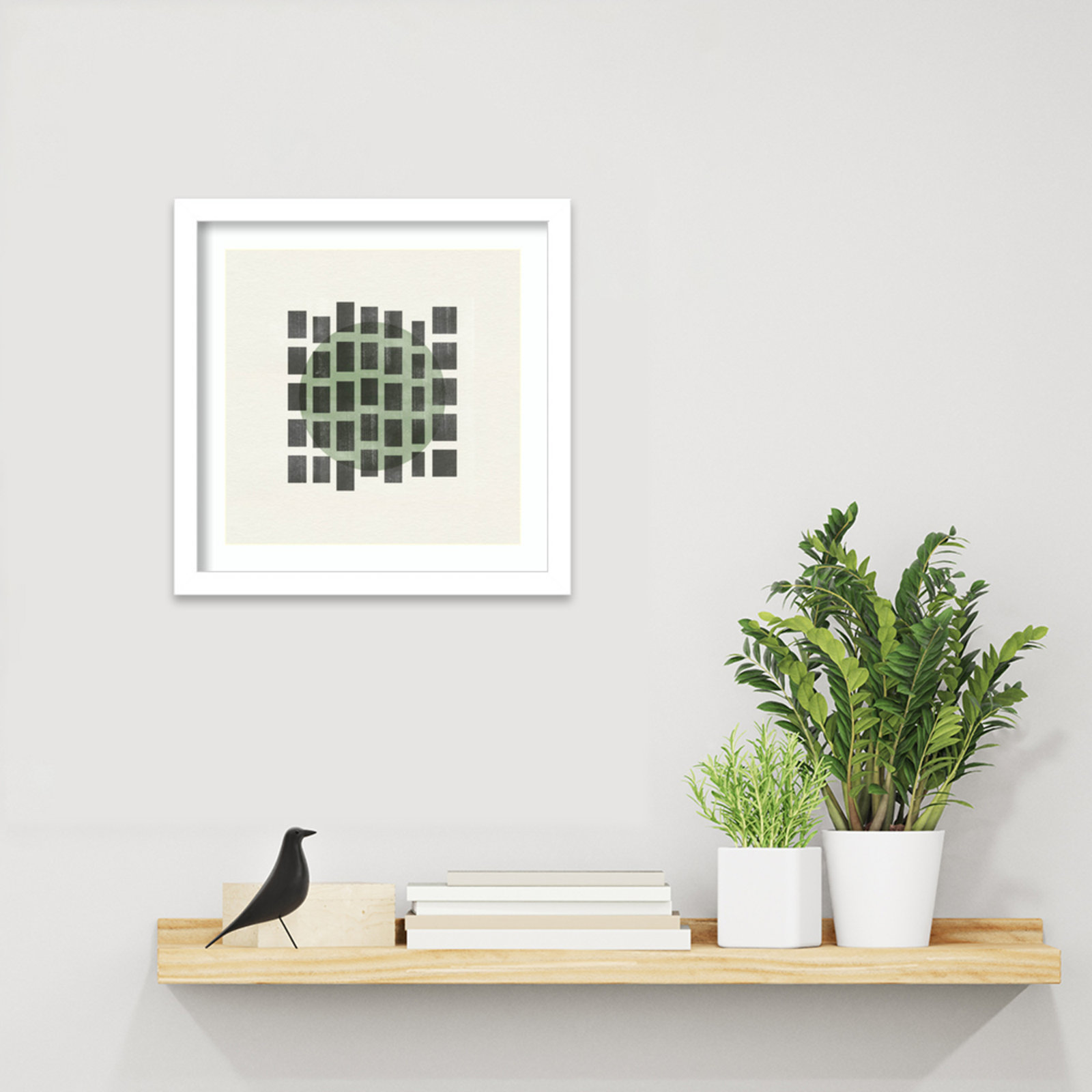 Leia "Minimalist Japandi 01" Print, White, 13" H x 13" W