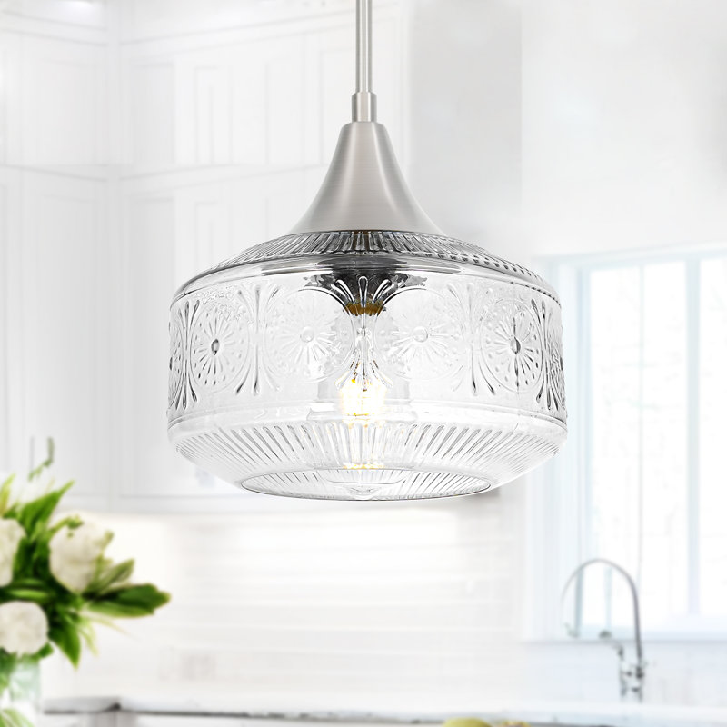 Luminaire suspendu simple 1 lumière, Clair, Nickel brossé