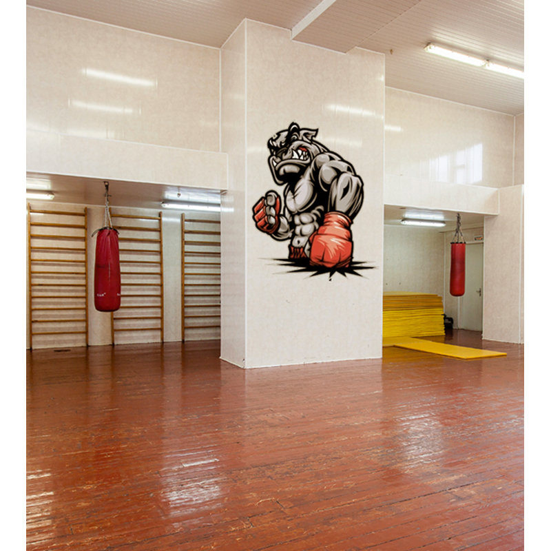 Décalcomanie murale boxe polygonale gym, H 33 po x l 36 po