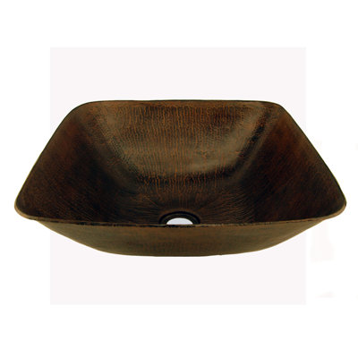 14" Square Vessel Hammered Copper Sink