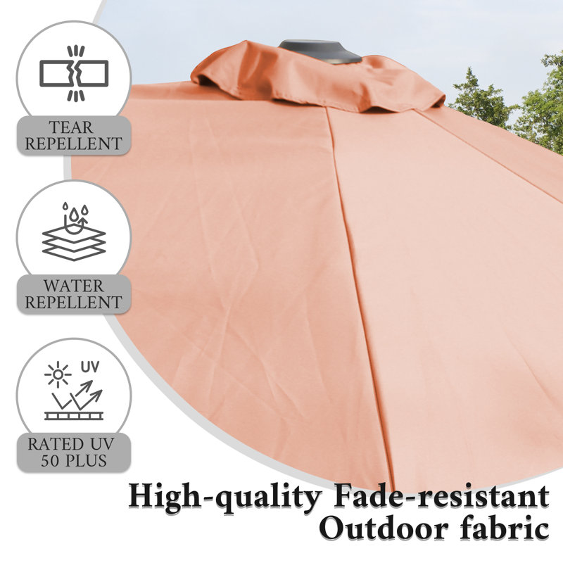 Parasol de marché rectangulaire 12,5 pi x 6,7 pi sans base, Rose