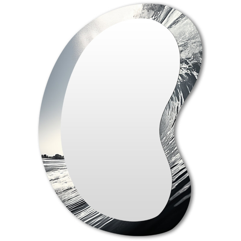 Miroir mural noir et blanc Wave II, 31 po x 22 po