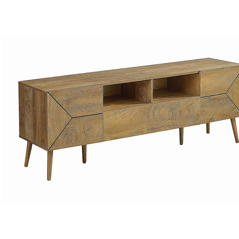 TV Stand, 72 Inches, Top, Media Entertainment Centre, Storage Drawers, Walnut Veneer Panels, Walnut