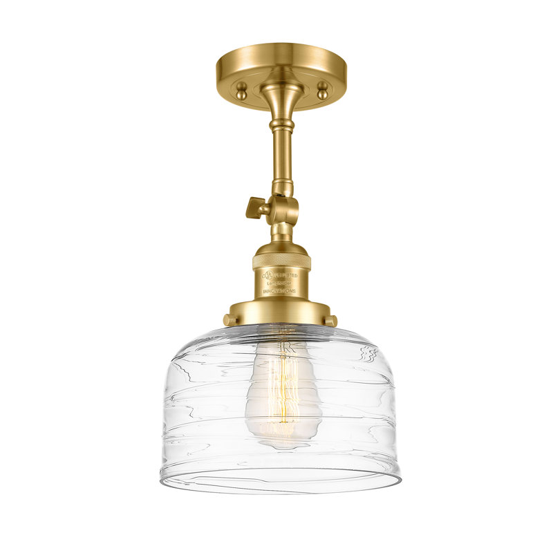 Applique murale 1 lumière 8 po Bell, Or satiné, Ampoule non incluse, Tourbillon déco transparent