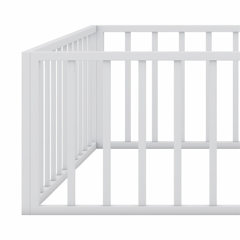 Structure de lit au sol avec clôture et porte, Blanc