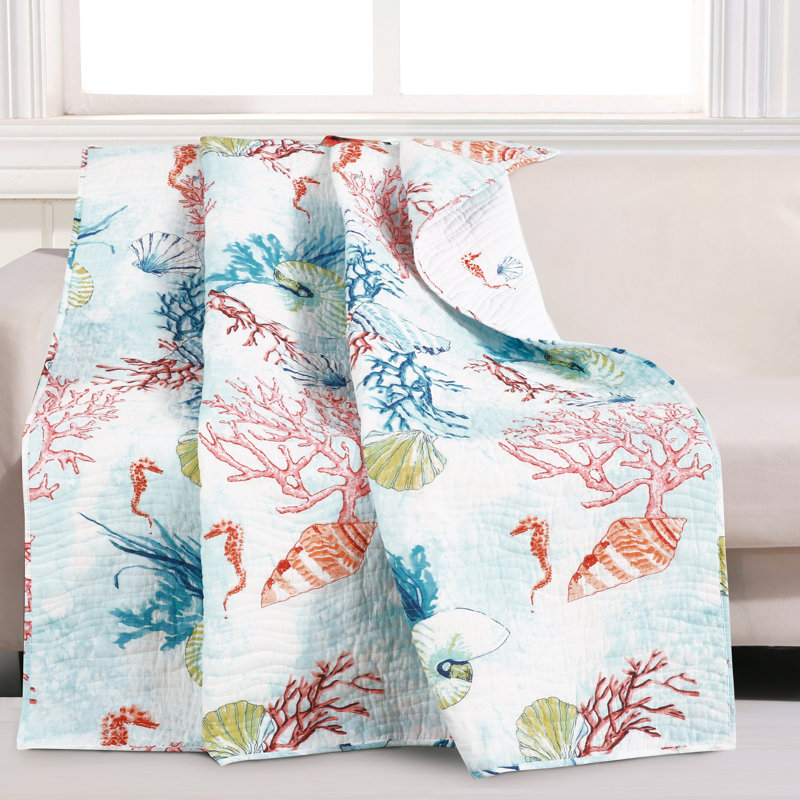 Sarasota Coastal Multicolor Quilted Reversible Throw Blanket