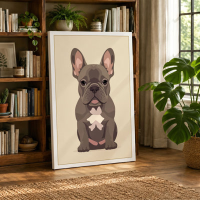 Playful Bulldog Modern - Wrapped Canvas