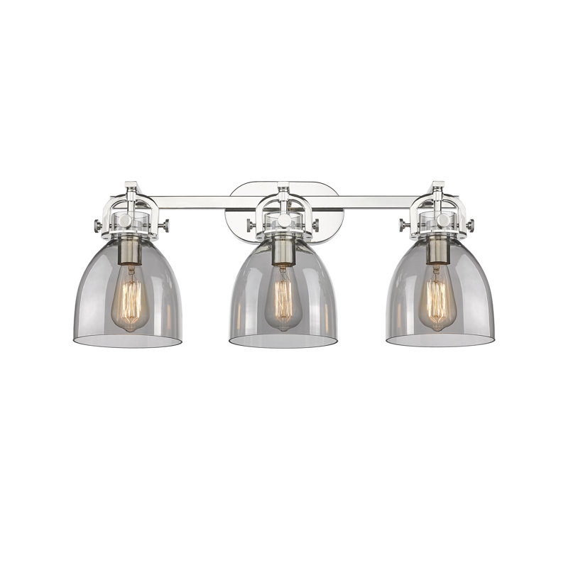 Éclairage pour meuble-lavabo mural 3 lumières Smeltertown, Fumée, Nickel poli