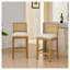 Ensemble de 2 tabourets de bar en bois massif à dossier en rotin avec coussin en lin beige, siège de style nautique à hauteur de comptoir-1414962313-1414962315