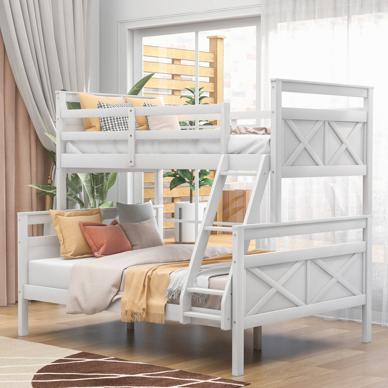 Lit superposé simple au dessus d'un lit double Jaedan Kids, Blanc