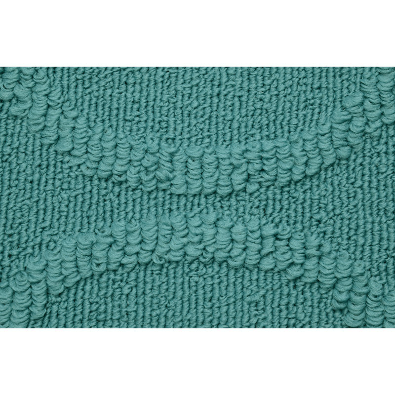 Tapis bleu sarcelle touffeté à motif géométrique Lonan, Rectangle 5 pi x 7 pi