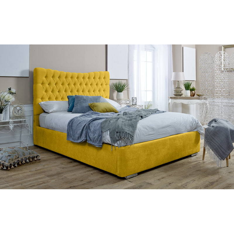 Tawanna Upholstered Ottoman Storage Bed, Single (3'), Mustard Gold