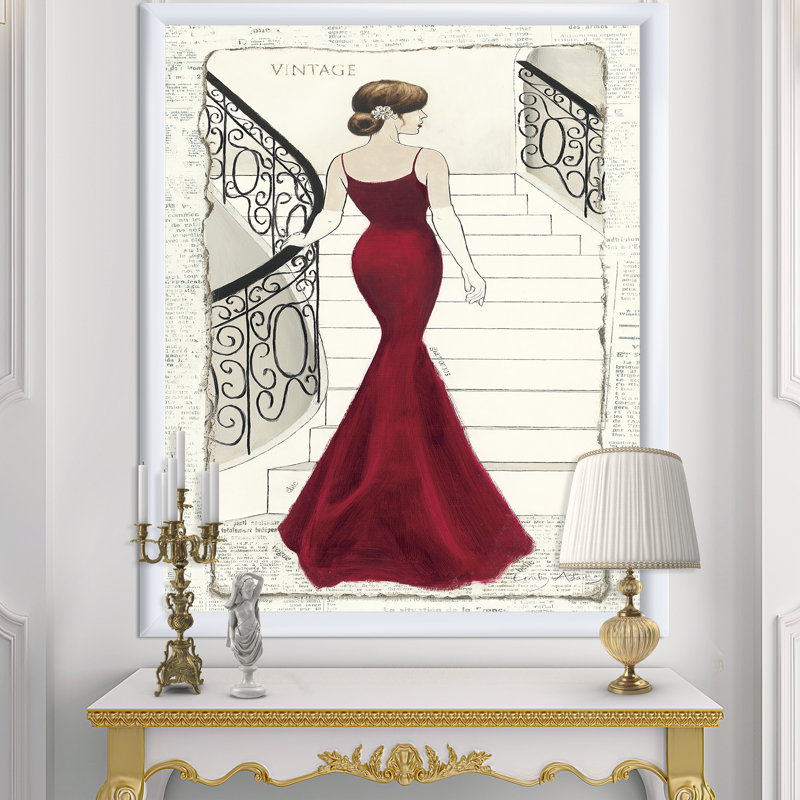 " Elegance Glam Paris Diva III ", White Framed, 20" H x 12" W x 1" D
