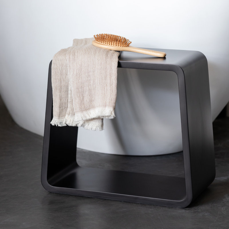Banc de douche en bois l 19 po Lily-Anya, Noir mat