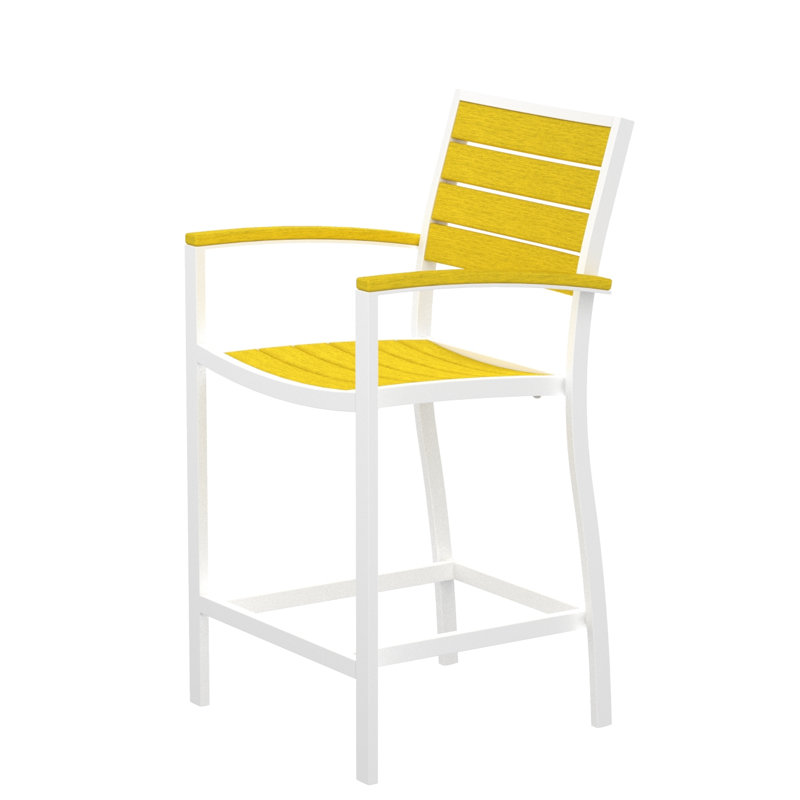 Chaise avec accoudoirs de comptoir POLYWOOD Euro, Bronze texturé, Citron