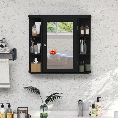 65 mm W 64 mm H Wall Mounted Framed Mirrored Bathroom Cabinets Shelves with Mirror