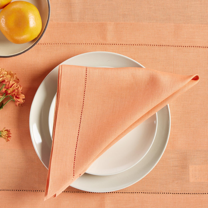 100% Pure Linen Hemstitch Dinner Napkins - Classic Hemstitch