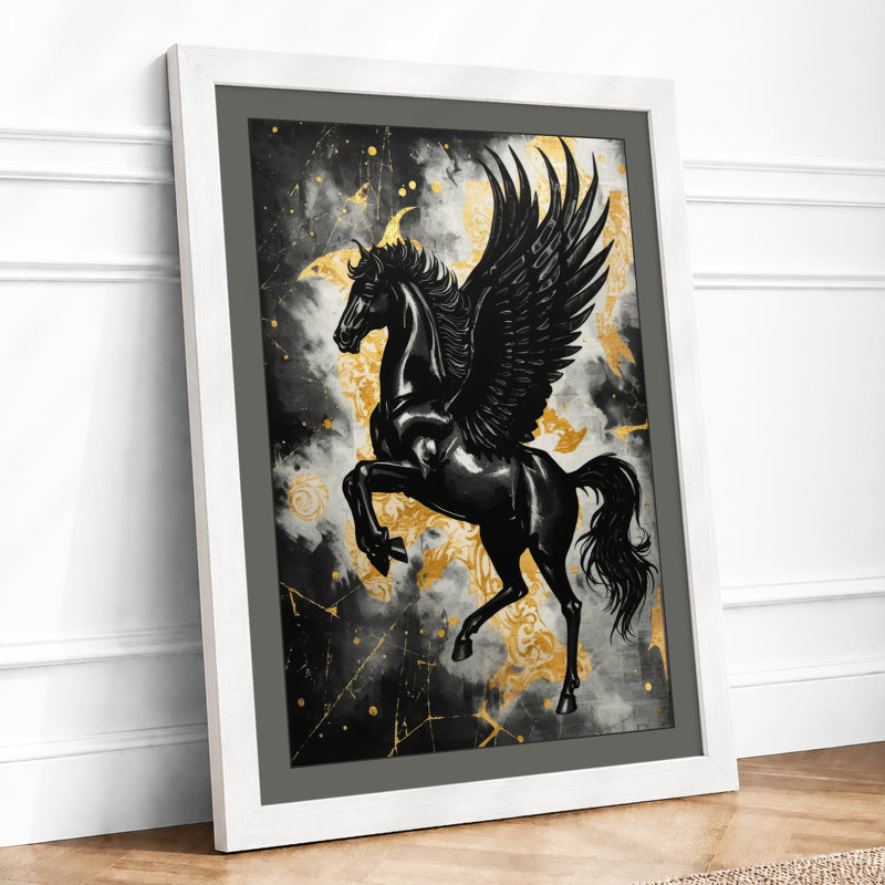 Pegasus Rising Maximalist - Framed Print, A3 - 42.0 x 29.7 cm, White
