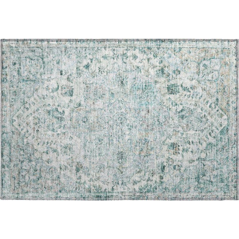 Premium Machine Washable Mayfield AMF2138 global Rug, 1'8" x 2'6", Teal