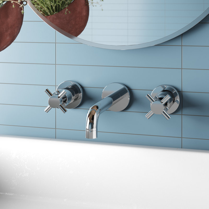 South Beach Wall Mount Bathroom Faucet, Polished Chrome