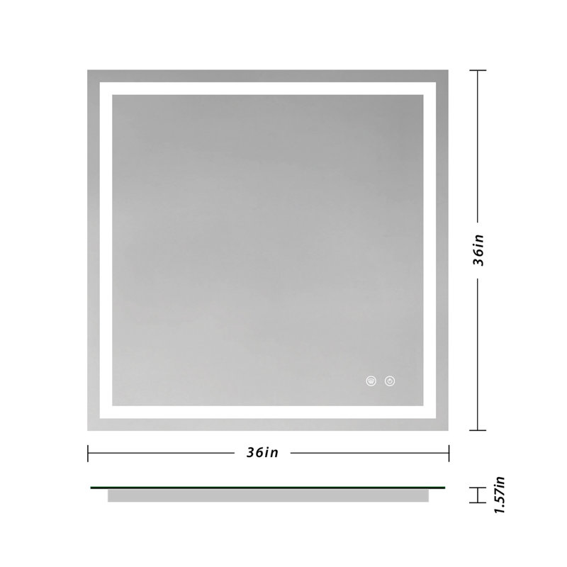 Miroir de salle de bain Lashaunte, 36 po x 36 po, Carré