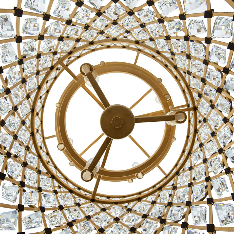 Lustre à niveaux unique et remarquable à 13 lumières avec accents de cristal