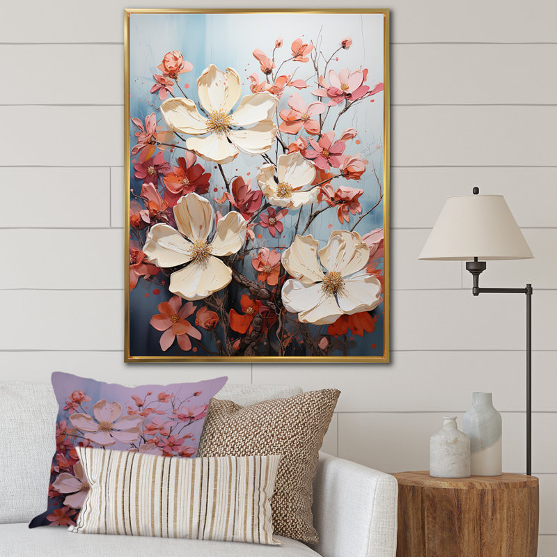 «Dogwood Blossoms Bouquet I», reproduction sur toile, Cadre flottant doré, H 20 po x l 12 po