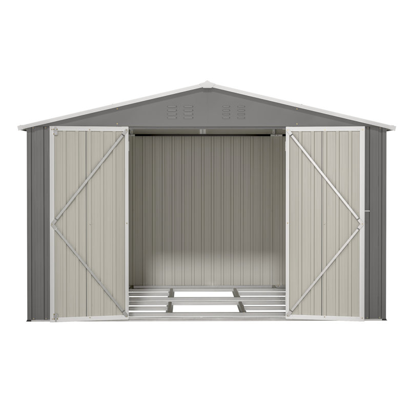 Remise de rangement pour outils 10 x 8 pi avec fondation en métal et portes verrouillables