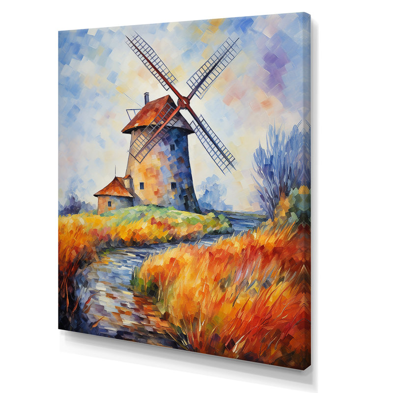 Fauvist Windmill Meadows II - Wind Turbines, art mural, Toile tendue, 20" H x 12" W