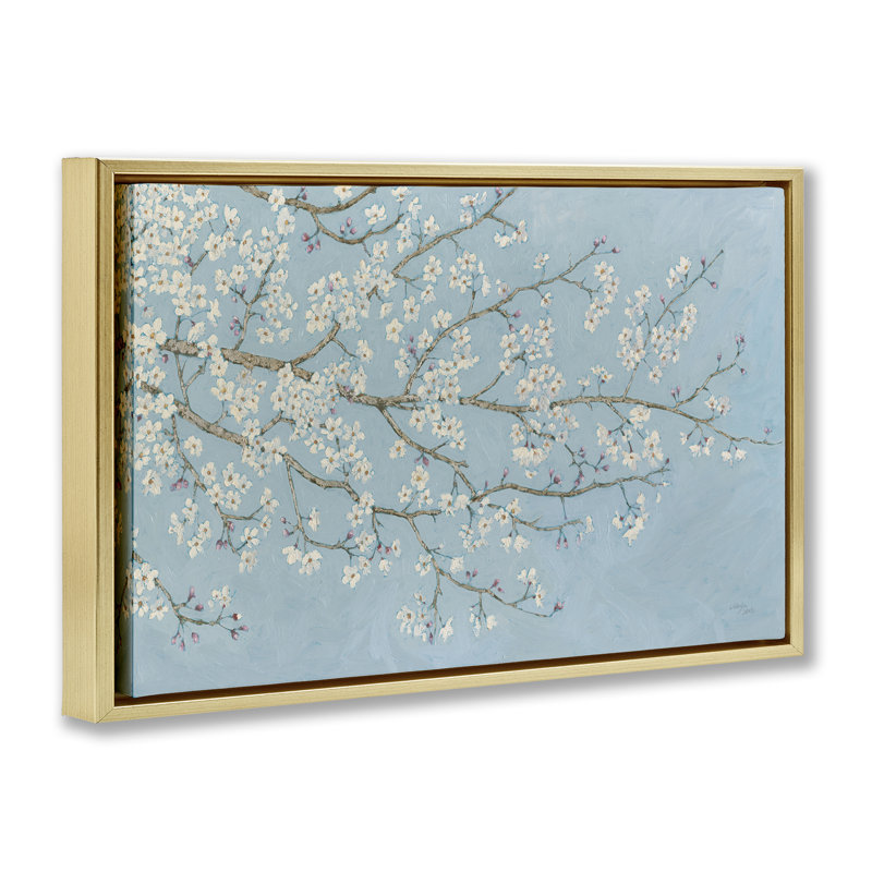 Toile flottante encadrée «Delicate Apple Blossoms» par Wellington Studio, H 17 po x l 25 po, Cadre flottant métallique doré