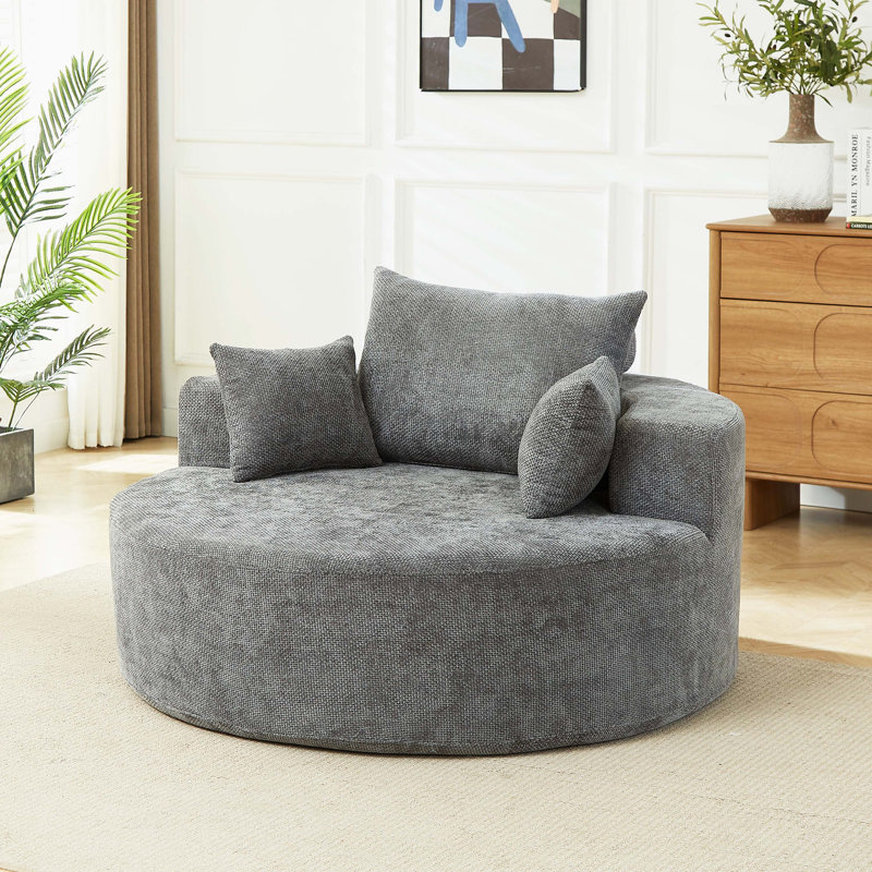 Canapé simple en chenille éponge, sans assemblage requis, fauteuil-lit moderne moelleux pour le salon, la chambre à coucher, le salon et la salle de projection (pas une chaise pivotante)