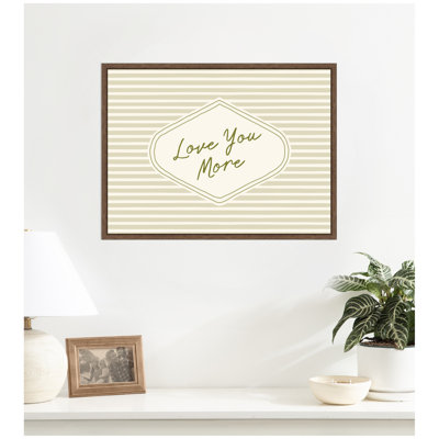 Retro Love You More Sage Green Striped by Lucky Guava Framed Canvas Wall Art Print