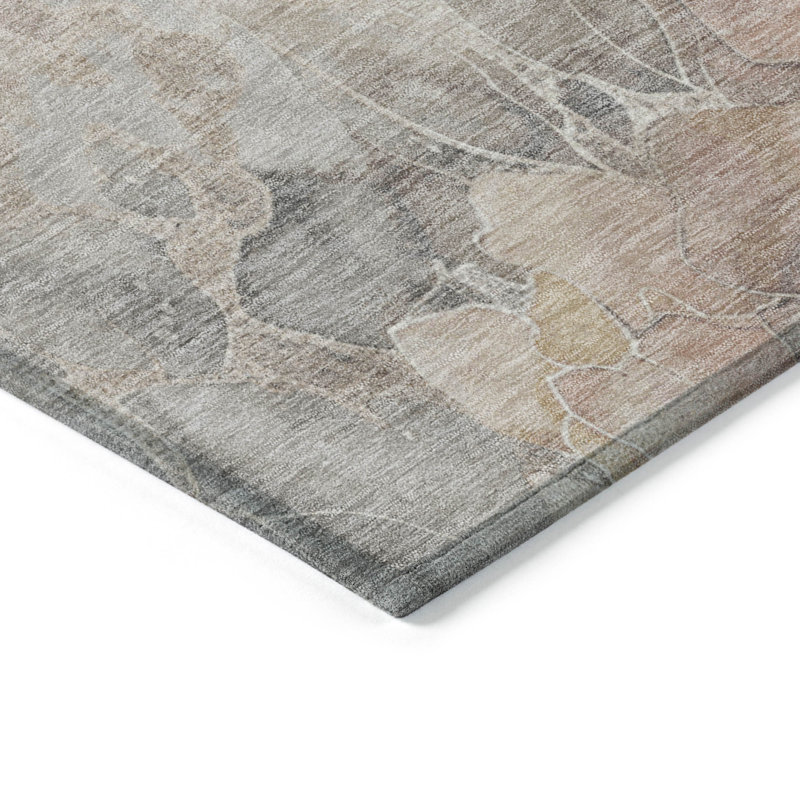 Tapis taupe Xhevrie intérieur / extérieur lavable à la machine, Rectangle 10 pi x 14 pi