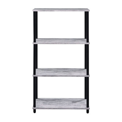 4-Shelf Bookshelf With Metal Frame In Antique White And Black Style