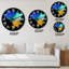 Horloge murale moderne turquoise et orange avec encre liquide bleue-1146260425