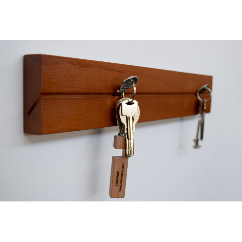 Cleppa Handmade Solid Wood Key Organizer, 7.5" H x 45" W x 3" D, Light Brown