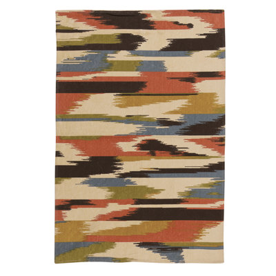 Tapis rectangulaire en laine à tissage plat