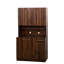 Armoire de cuisine et armoire de 69,88 po de hauteur, finition noyer, 6 portes, 1 tablette ouverte, tiroir. Fin, structure d'armoire, rangement fonctionnel avec construction, look moderne, unité pratique