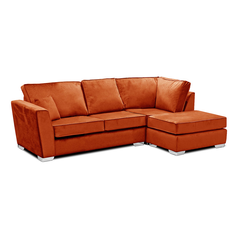 Quade 4 Seater Velvet Corner Sofa , Rust, Right Hand Facing